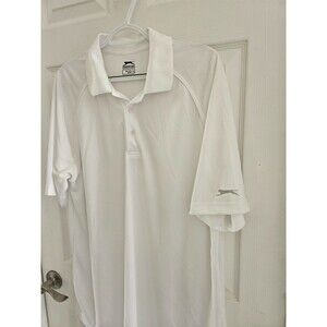 White XL Slazenger Golf Polo Waffle Knit Shirt Men Performance Poly Short Sleeve